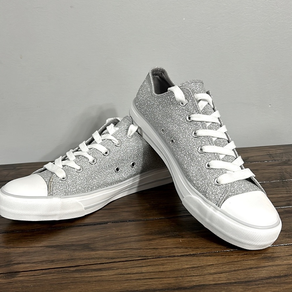 Glittery silver sneakers size 10